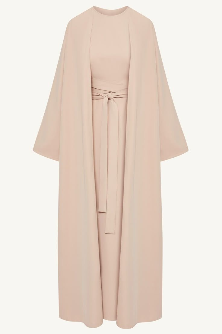 Wisal cape-sleeve wrap dress with obi tie in blush
